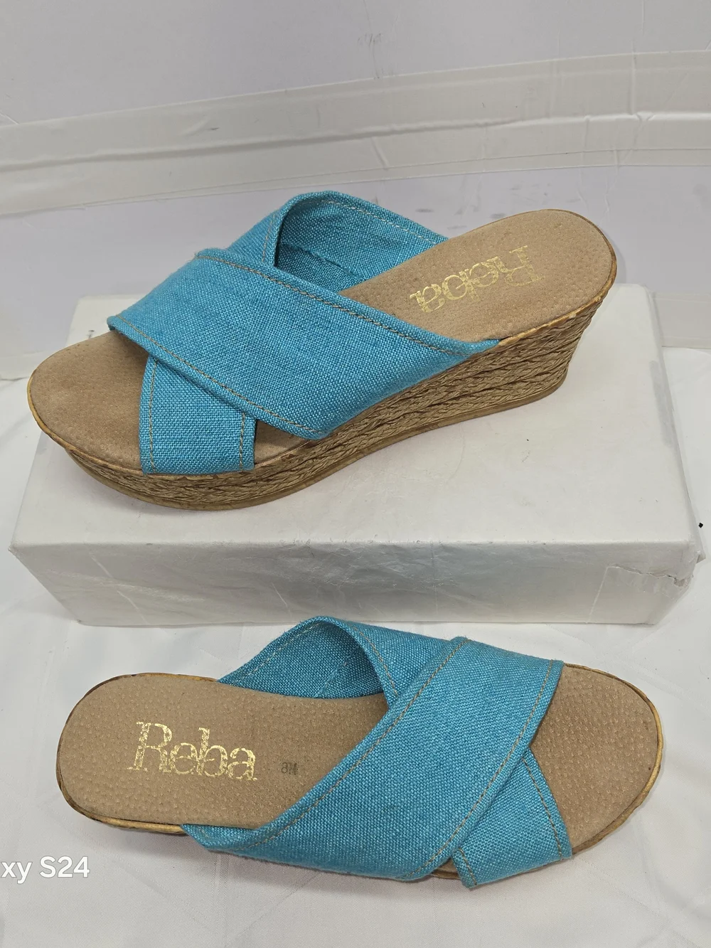 REBA Women’s Turquoise Wedge Slide Sandals - Stylish Summer Comfort SIZE 8